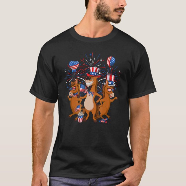 Camiseta Uncle Sam Horses USA Flag Indepedence Day 4th Of J (Anverso)