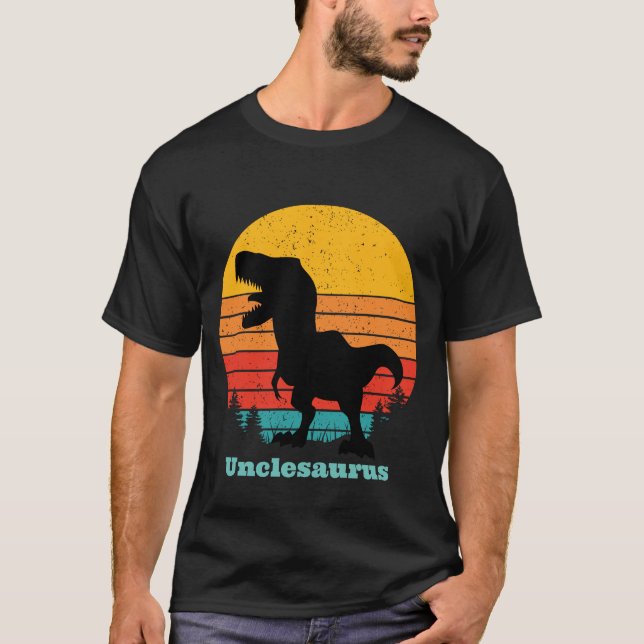 Camiseta Unclesauro de atardecer retro (Anverso)