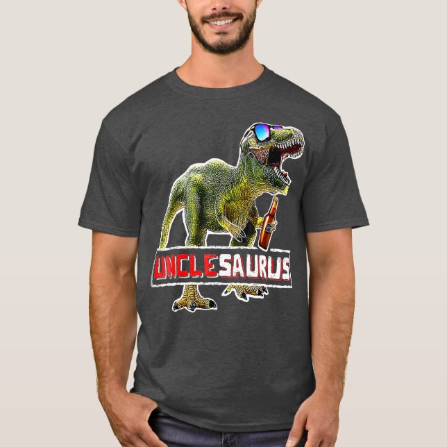 Camiseta Unclesaurus Rex Beer  T Rex Dinosaur Fun Uncle (Anverso)