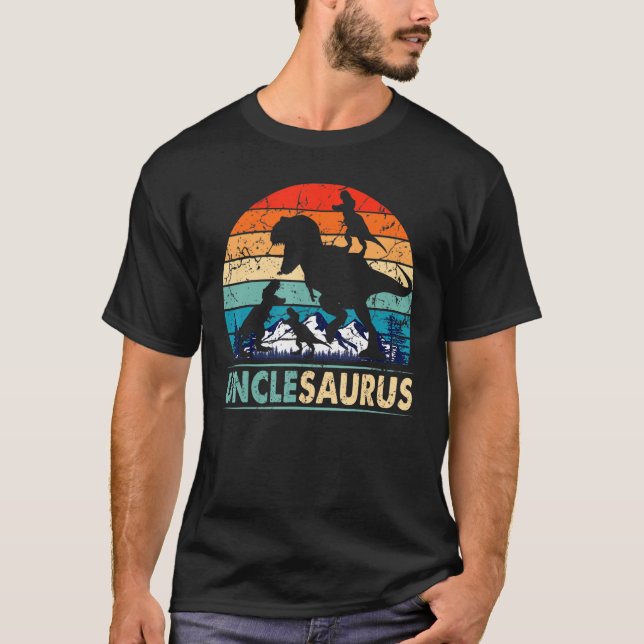 Camiseta Unclesaurus T Rex Uncle Dinosaur 3 Kids Funny Fath (Anverso)