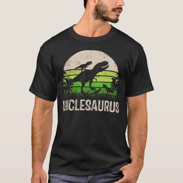 Camiseta Unclesaurus Uncle Dinosaur 2 Two Kids Padre's Da (Anverso)