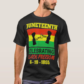 Camiseta Undécimo celebrando la bandera de la libertad negr