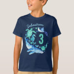 Camiseta Under the Sea Birthday Boy<br><div class="desc">Un diseño para una celebración bajo el mar para tu novio de cumpleaños con acuarelas pintadas a mano como ballenas,  tortugas,  medusas y caballos de mar! Vea toda la colección de fiestas coincidentes.</div>