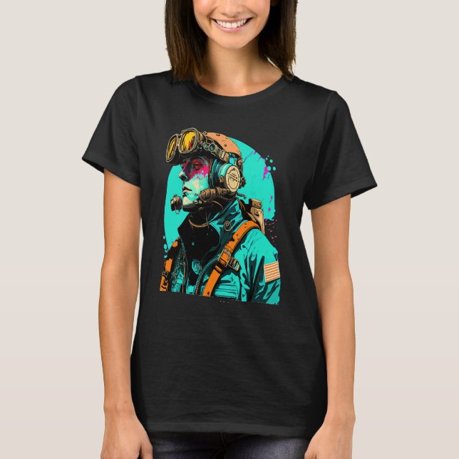 Camiseta Underwater Photographer Pop Style Scuba Diver Dad  (Anverso)