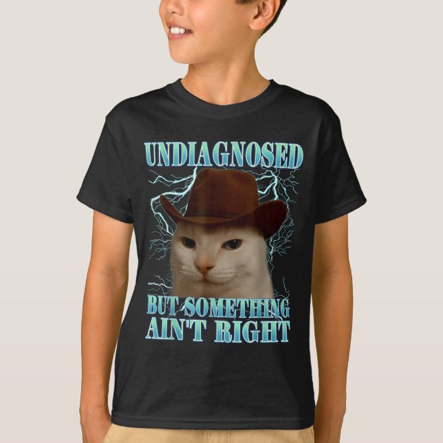 Camiseta Undiagnosed But Soing Ain't Right Funny Silly Cat  (Anverso)