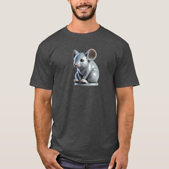 Camiseta Une souris assise semble attendre quelque chose. (Anverso)
