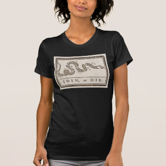 Camiseta Únete o Muere Serpiente de Cascabel: Caricatura Be
