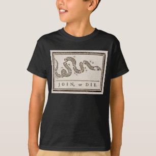 Camiseta Únete o Muere Serpiente de Cascabel: Caricatura Be