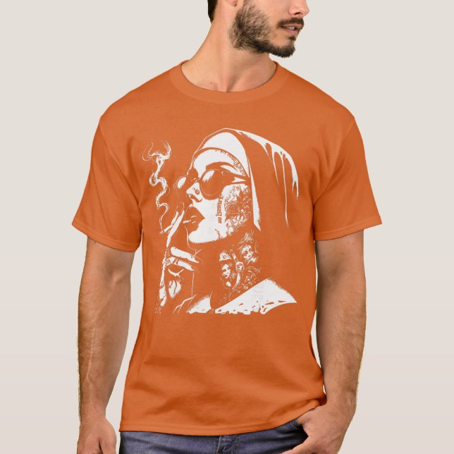 Camiseta Unholy Nun Funny Horror Choked up Unholy Nun Satan (Anverso)