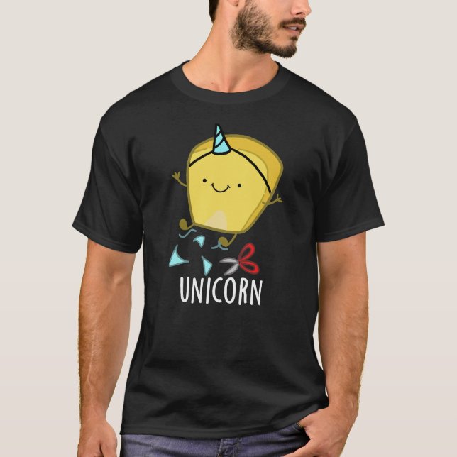 Camiseta Uni-corn Funny Corn Pun Fondo Oscuro BG (Anverso)