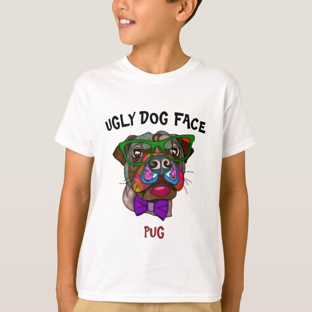 Camiseta Única cara de perro feo Pug T-Shirt (Anverso)