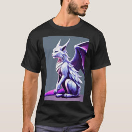 Camiseta única de gato de dragón blanco y morado