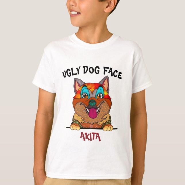Camiseta Único perro feo Akita cara de T-Shirt (Anverso)