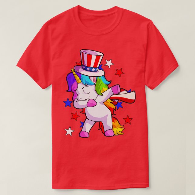 Camiseta Unicorn 4th of July  Women Toddler Girls American  (Diseño del anverso)