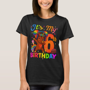 Camiseta Unicorn Afro Cumpleaños 6 Niña Pelo Natural Afro A