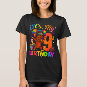 Camiseta Unicorn Afro Cumpleaños 9 años Niña Pelo Natural A