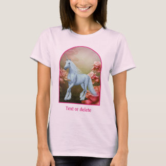 Camiseta Unicorn And Roses Fantasy Horse Art