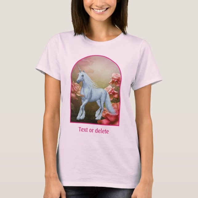 Camiseta Unicorn And Roses Fantasy Horse Art  (Anverso)