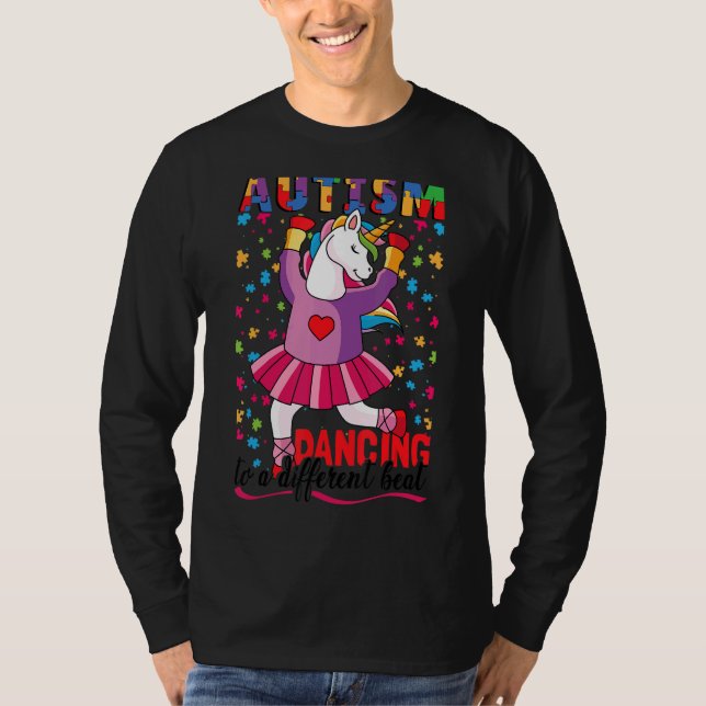 Camiseta Unicorn Autism Dacing To A Different Beat (Anverso)