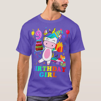 Camiseta Unicorn, Chica de cumpleaños de 9 años