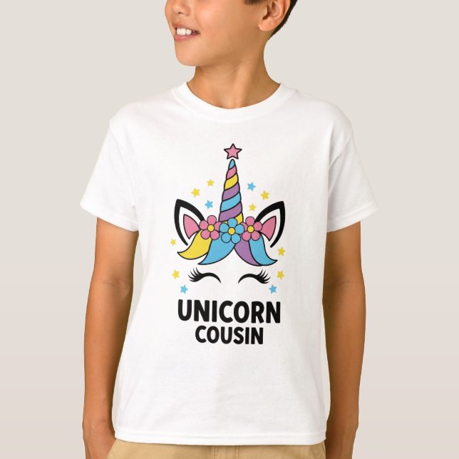 Camiseta Unicorn Cousin Boy Kids Birthday T-Shirt (Anverso)