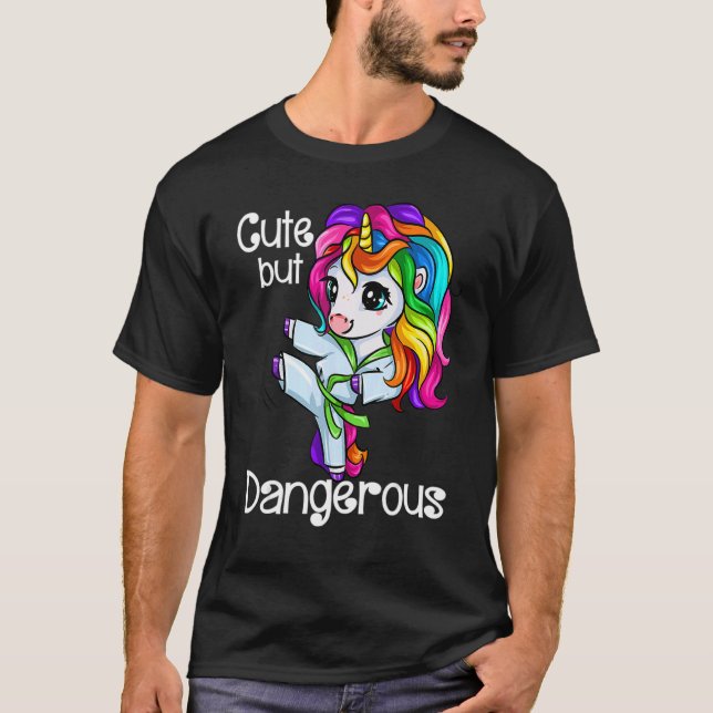 Camiseta Unicorn Cute But Dangerous Funny Karate Taekwondo_ (Anverso)