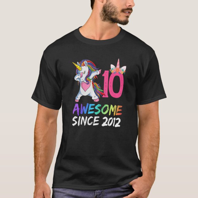 Camiseta Unicorn Dabbing 10 años Chica de cumpleaños Un (Anverso)
