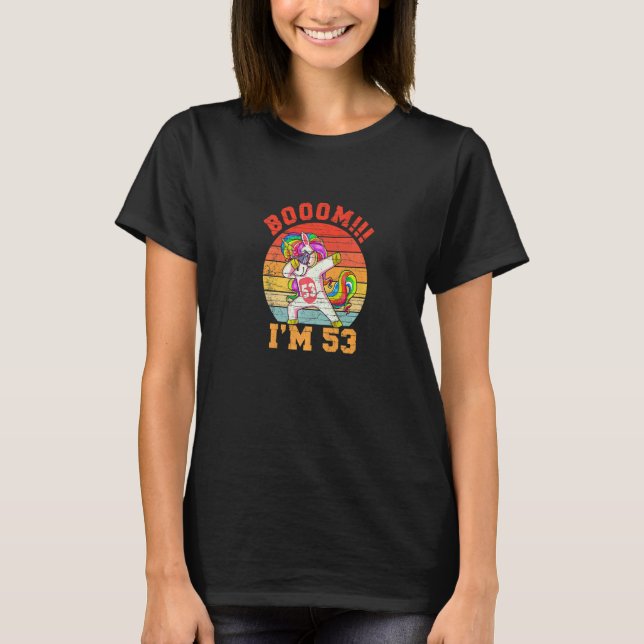 Camiseta Unicorn Dabbing Bday Retro Tengo 53 años (Anverso)