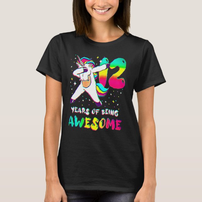 Camiseta Unicorn Dabbing, Chica de 12 años (Anverso)