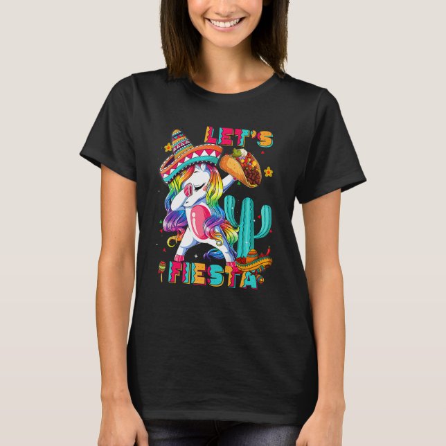 Camiseta Unicorn Dabbing Cinco De Mayo Fiesta deja Fiesta C (Anverso)