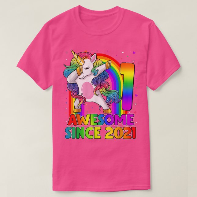 Camiseta Unicorn Dabbing de 1 año  (Diseño del anverso)