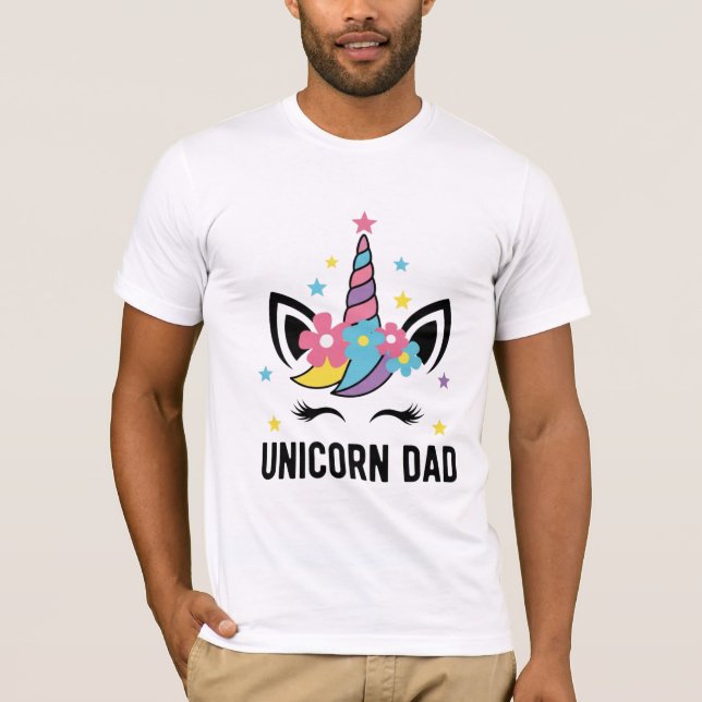 Camiseta Unicorn Dad Birthday Party Bella+Canvas T-Shirt (Anverso)