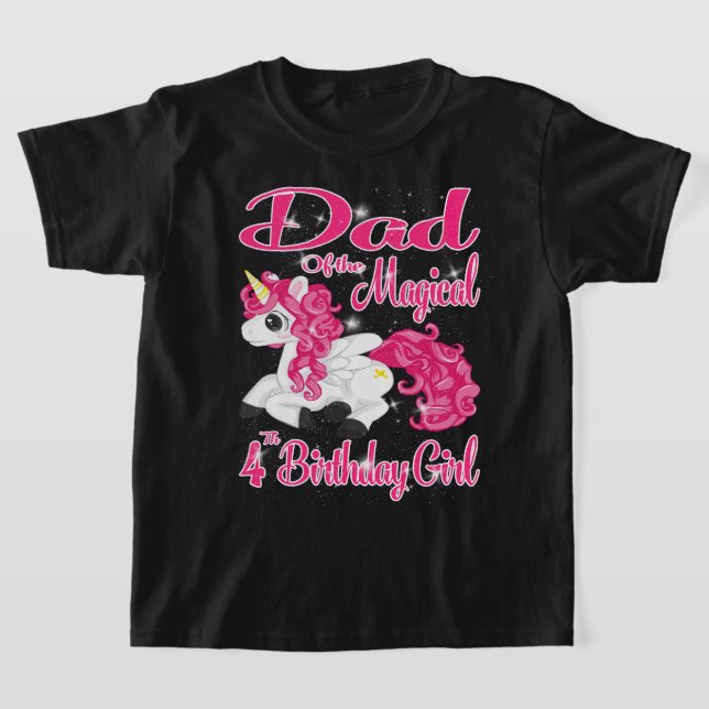 Camiseta Unicorn Dad Of The 4th Birthday Girl Shirt Matchin (Distribución)