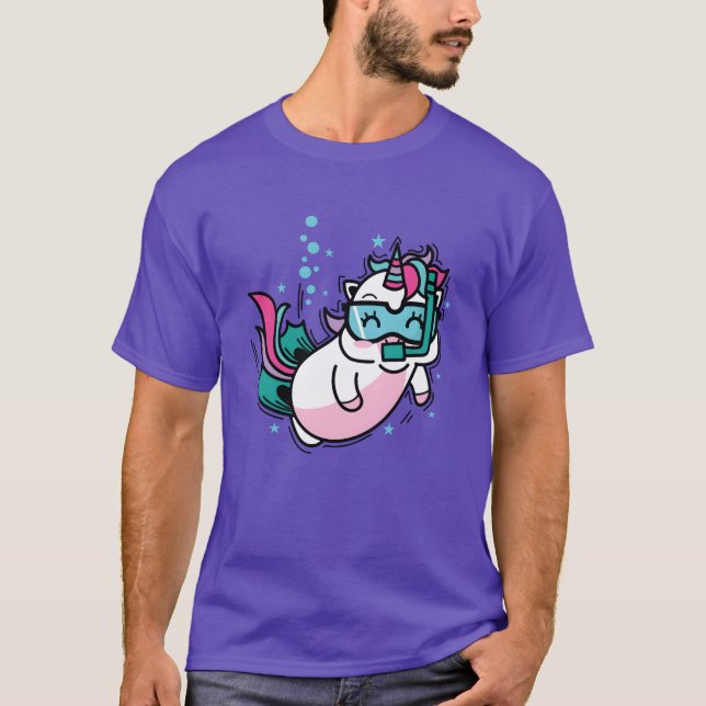 Camiseta Unicorn Diving Mythical Creature Sport girl family (Anverso)