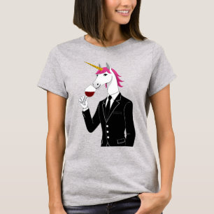 Camiseta Unicorn Drinking Wine TShirt