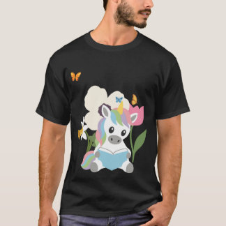 Camiseta Unicorn Flowers Kids Fairytale Reading