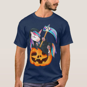 Camiseta Unicorn Halloween Costume Death Lying On Pumpkin C