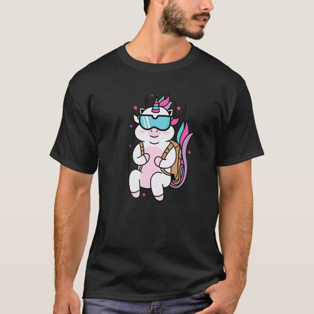 Camiseta Unicorn jumping Parachute Mythical Creature Sport (Anverso)