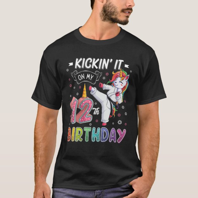 Camiseta Unicorn Karate 12º Cumpleaños Doce Años T (Anverso)
