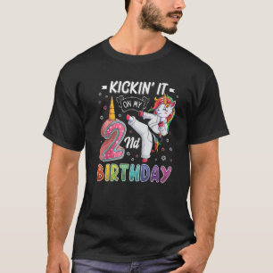 Camiseta Unicorn Karate 2.º Cumpleaños 2 Taekwo De Dos Años
