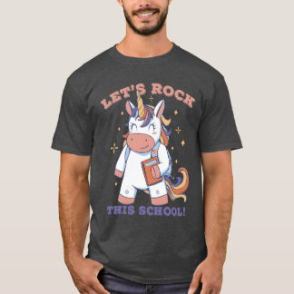 Camiseta Unicorn Kawai Lets Rockhis School boy
