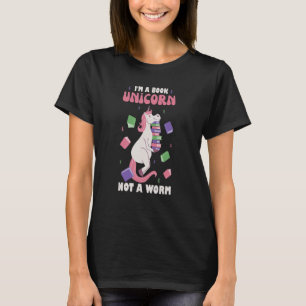 Camiseta Unicorn lee libros libros libros de gusanos de uni