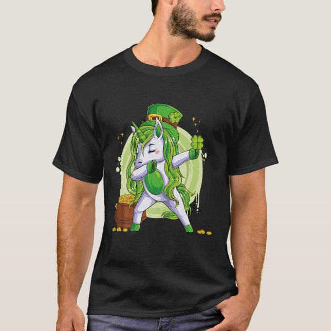 Camiseta Unicorn Leprechaun Gorra Costume Dabbing Dance Hol (Anverso)