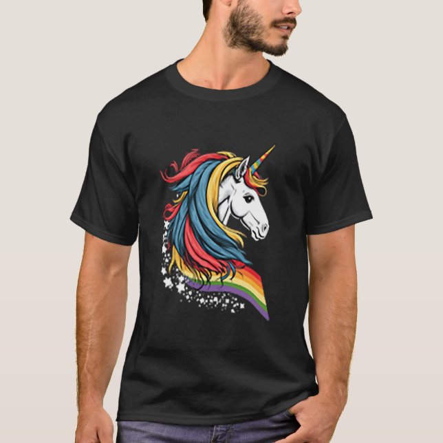 Camiseta Unicorn LGBTQ Pride Rainbow Horse (Anverso)