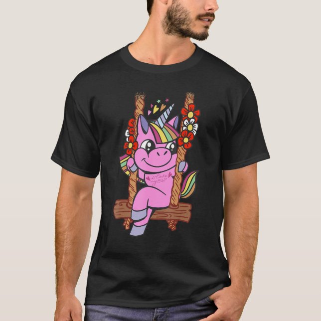 Camiseta unicorn lover cute swinging (Anverso)