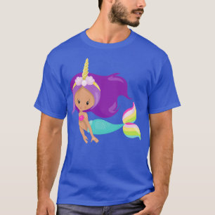 Camiseta Unicorn Mermaid Latina Mermaid Purple Hair