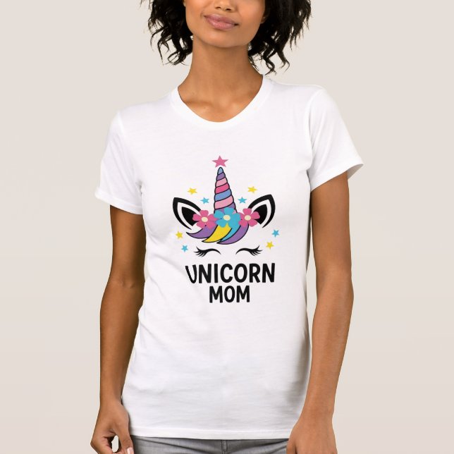 Camiseta Unicorn Mom Birthday Party Bella+Canvas T-Shirt (Anverso)