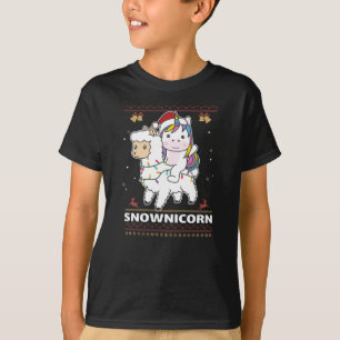 Camiseta Unicorn Navidades de Lama de Nieve y Animales de I