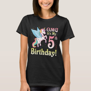 Camiseta Unicorn Omg es mi quinto cumpleaños feliz 5 años