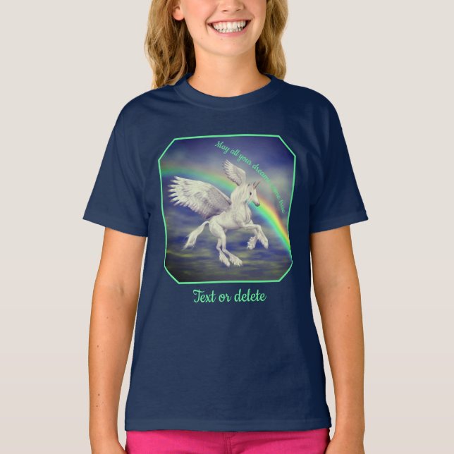 Camiseta Unicorn Over Rainbow Dreams Inspirational  (Anverso)